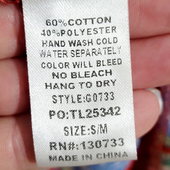 UMGEE Pretty Perfect Floral Bell Sleeve Open Front Kimono Red Fringe Size S/M - Picture 6 of 8